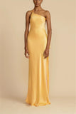 Prettyswomen Moonlit Soiree Satin Asymmetrical One Shouder Backless Strap Maxi Dress