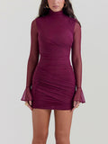 Prettyswomen Mulberry Gathered Mini Dress