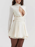 Prettyswomen Ivory Bow Mini Dress