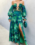 Prettyswomen Calista Green Bloom Cut Outs Maxi Dress