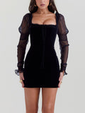 Prettyswomen Black Velvet Mini Dress