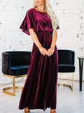 Prettyswomen Velvet High Slit Maxi Dress