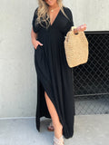 Prettyswomen Slit V-Neck Effortless Maxi Long Dress (Buy 2 Free Shipping)