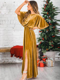 Prettyswomen Velvet High Slit Maxi Dress