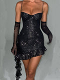 Prettyswomen Ruffled Sequin Mini Dress