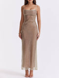 Prettyswomen Cafe Au Lait Beaded Maxi Dress