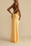 Prettyswomen Moonlit Soiree Satin Asymmetrical One Shouder Backless Strap Maxi Dress