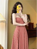 Prettyswomen Elegant Plaid Midi Dress