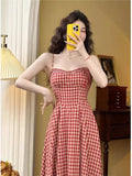 Prettyswomen Elegant Plaid Midi Dress