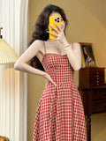 Prettyswomen Elegant Plaid Midi Dress