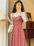 Prettyswomen Elegant Plaid Midi Dress