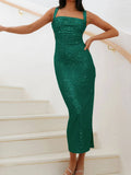 Prettyswomen Backless Sequin Split Midi Dress