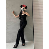 Prettyswomen Lia Solid Color Square Neck Wide Strap Ribbed Top + High Waist Straight Leg Pants Matching Set