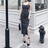 Prettyswomen Gothic Plaid V-Neck Halter Dress