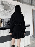 Prettyswomen Gothic Pleated Belted Dress