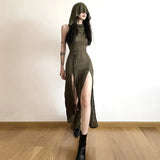 Prettyswomen Gothic Punk Hollowed Midi Dress