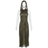 Prettyswomen Gothic Punk Hollowed Midi Dress