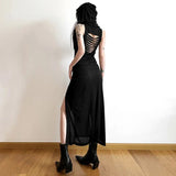 Prettyswomen Gothic Punk Hollowed Midi Dress