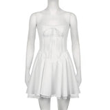 Prettyswomen Lace Panel A-line White Dress