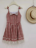 Prettyswomen Vintage Plaid Lace Mini Dress