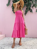 PrettysWomen-Smocked Single Shoulder Sleeveless Dress