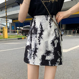 Short Skirt Female Korean Style High Waist Thin Section Hip Skirt Female New Ink Color Tie-dye All-match A-line Skirt