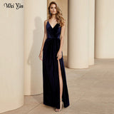 Beach Evening Dress Long Elegant Velour Prom Dress V Neckline Party Gowns Vintage Special Occasion Gowns