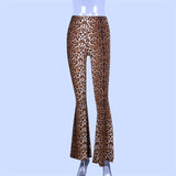 high waist leopard print flare leggings 2022 autumn winter women fashion sexy bodycon trousers club pants