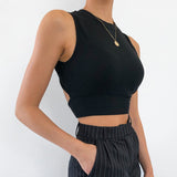Sexy Backless Women Tank Top Bandage Slim Crop Top Summer 2020 Casual Streetwear Tops Solid Cotton Soft Criss Cross Top