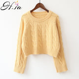 Black Friday Sales Autumn Winter New Women Twised Sweater And Pullovers Solid Color Yellow Beige Crop Jumpers Korean Knit Jumper Pull Femme