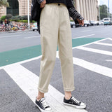 Beige High waist Casual Pants Women loose Spring Autumn 2022 New Women's Korean slim Harem pants Plus Size Nine pants 3XL