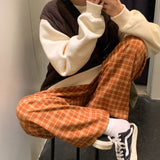 Harajuku Plaid Pants Women Oversize Wide Leg Trousers Female Korean Style High Waist Checkered Pajama 2022 Spring Summer