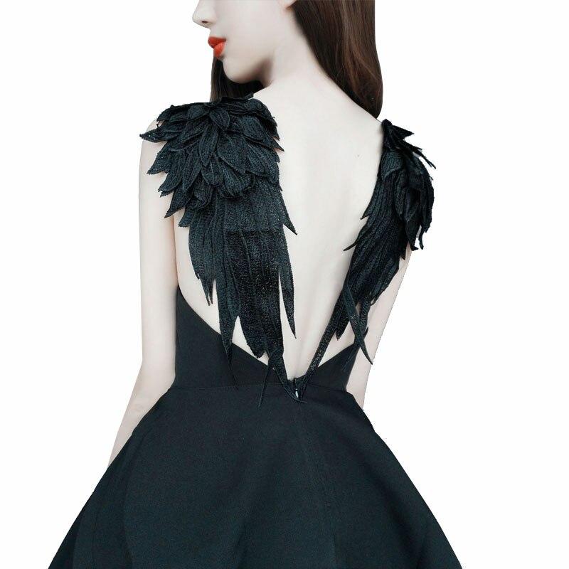 New short black white Wing dress backless lady girl prom bridesmaids dress prom performance dress gown free shipping