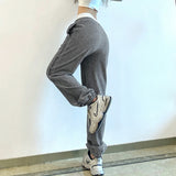 Prettyswomen  Corduroy Women'S Sweatpants Joggers Grey Streetwear Pencil Pants Loose High Waisted Elastic Drawstring Trousers Female