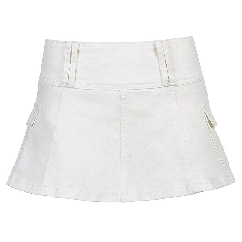 Prettyswomen Aesthetic Harajuku High Waist Mini Skirt Summer Casual A Line Hot Shorts Skirts Women Black White Gothic Kawaii
