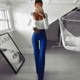 Summer Autumn Solid  Lady Women's Palazzo Flared Wide Killer Legs Pants High Waist OL Ladies Career Long Trousers