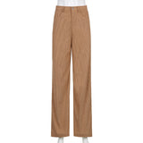 Indie Aesthetics Solid Corduroy Wide Leg Pants Fashion High Waist Baggy Pants Vintage 90s Streetwear Brown Trousers