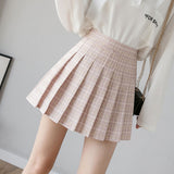 2022 Women Summer Sexy Korean Pleated Plaid A-Line Palid High Waist Mini Skirt Preppy Zipper Sweet Kawaii Casual