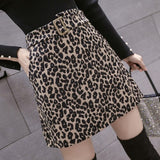 2022 Autumn And Winter New Elegant Vintage Leopard Print Slit Half-Length Skirt High Waist A- Line Hip-Wrapped Skirt Women
