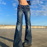 Prettyswomen 2022 Pant Jeans Women Zipper Flare Pockets Retro Trousers Streetwear Urban High Waisted Baggy Jeans Casual Cargo Pants