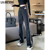 Prettyswomen Jeans 5XL Black High Waist Traf Trousers Blue 5XL Loose Pants Japanese Straight Jeans Korean Fashion Casual Y2k Women's Jeans