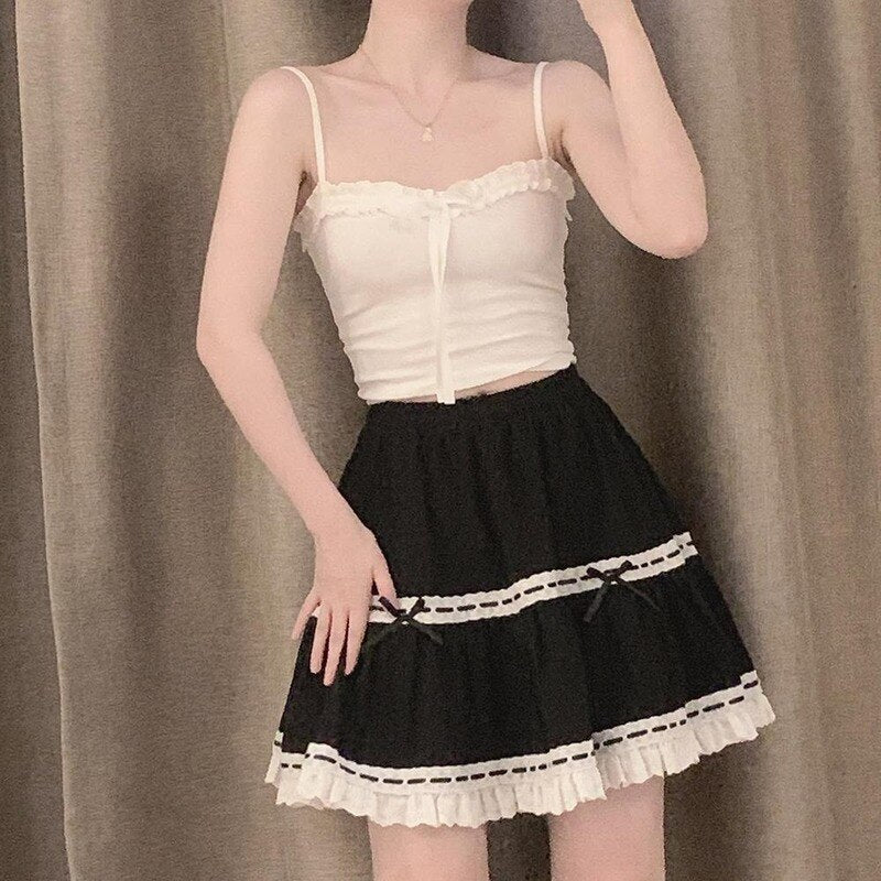 Prettyswomen Camisole Womens Summer Elegant All-Match Simple New Chic Sexy Female Vintage Soft Bow Japanese Style Solid Daily Fashion Leisure