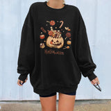 Prettyswomen Halloween Costume Funny Pumpkin Skull Print Funny Women Halloween Sweatshirts Casual Oversized Sweatshirt Streetwear Drop-Shoulder Fashion Tops