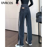 Prettyswomen Jeans 5XL Black High Waist Traf Trousers Blue 5XL Loose Pants Japanese Straight Jeans Korean Fashion Casual Y2k Women's Jeans