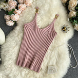 V-neck Halter Sexy Camisole Top 2022 Summer Women Sexy off-Shoulder Solid Color Sleeveless Camis Women's Clothing Tanks Tops