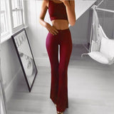 Summer Autumn Solid  Lady Women's Palazzo Flared Wide Killer Legs Pants High Waist OL Ladies Career Long Trousers