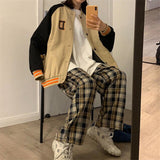 Harajuku Plaid Pants Women Oversize Wide Leg Trousers Female Korean Style High Waist Checkered Pajama 2022 Spring Summer