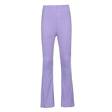 Prettyswomen Purple Ribbed  Joggers Women Knitted Flare Pants Slim High Waist Aesthetic Trousers Female Vintage 90s Sweatpants