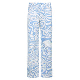 Zebra Print Casual High Waist Pants Women Fashion Skinny Long Trousers Ladies Blue Straight Sweatpants Streetwear