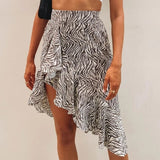 2022 Summer New Style European and American Women's Style Zebra Print Dovetail Stitching Skirt Short Skirt